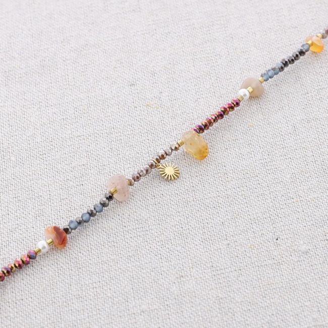 STEEL SHORT NECKLACE CRYSTALS STONES