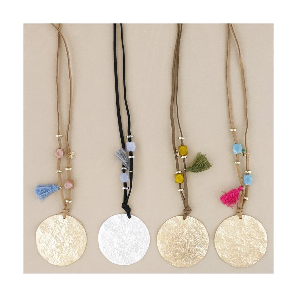 COLLAR LARGO COLGANTE MEDALLA METAL