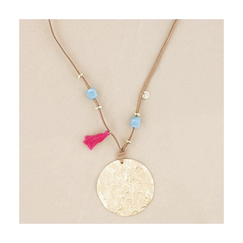 COLLAR LARGO COLGANTE MEDALLA METAL