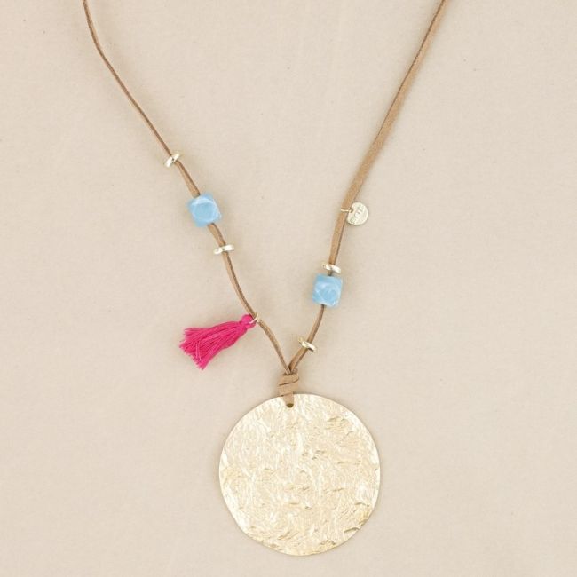 COLLAR LARGO COLGANTE MEDALLA METAL