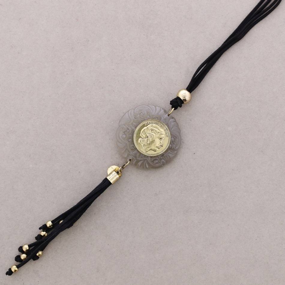LONG NECKLACE METAL STONE PENDANT