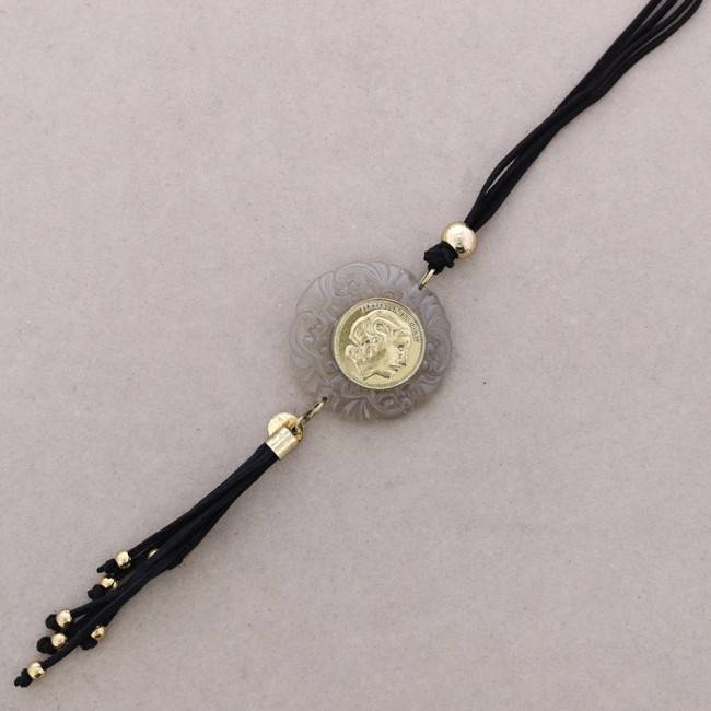 LONG NECKLACE METAL STONE PENDANT