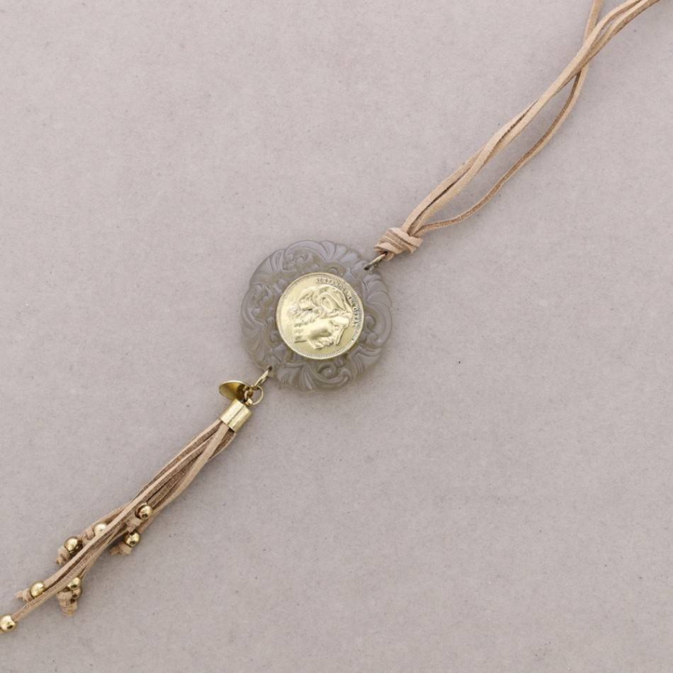 LONG NECKLACE METAL STONE PENDANT