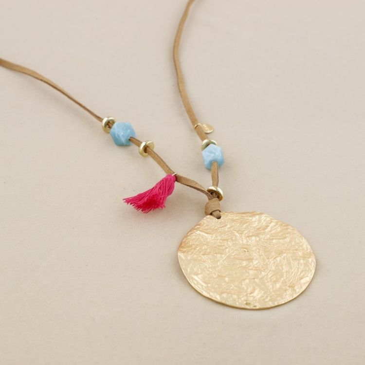 COLLAR LARGO COLGANTE MEDALLA METAL