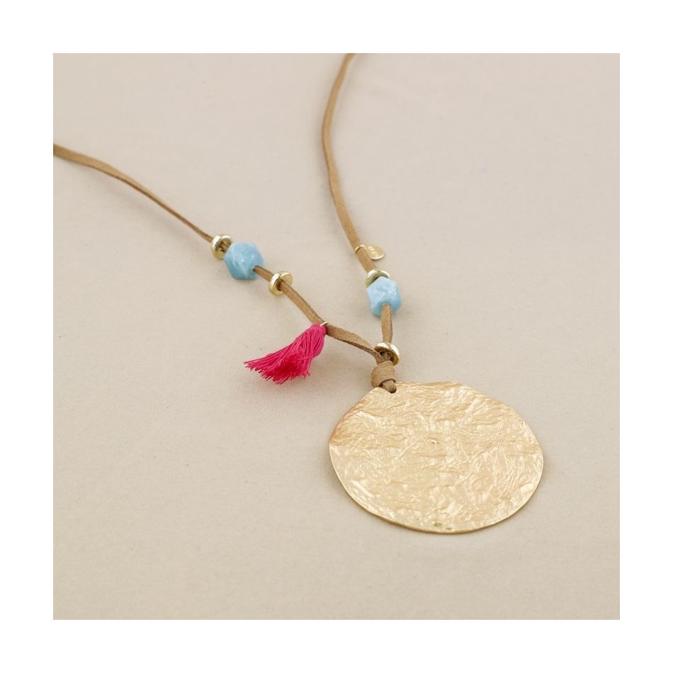 COLLAR LARGO COLGANTE MEDALLA METAL