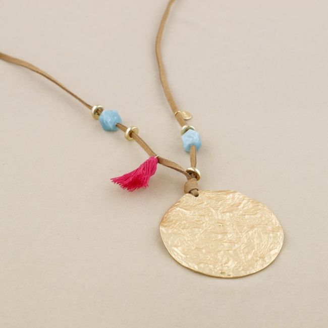 COLLAR LARGO COLGANTE MEDALLA METAL