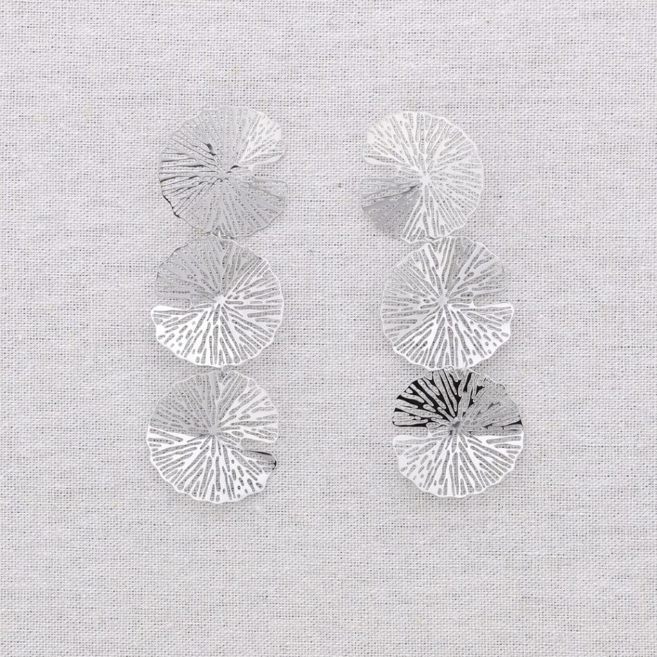 PENDIENTES ACERO TRIPLE FLOR