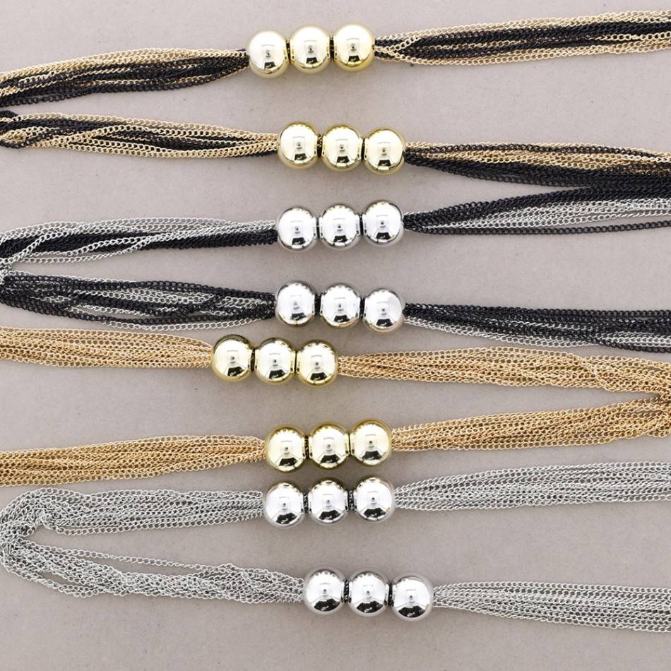 COLLAR LARGO CADENAS BOLAS