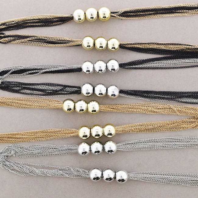 LONG NECKLACE WITH BALL CHAINS