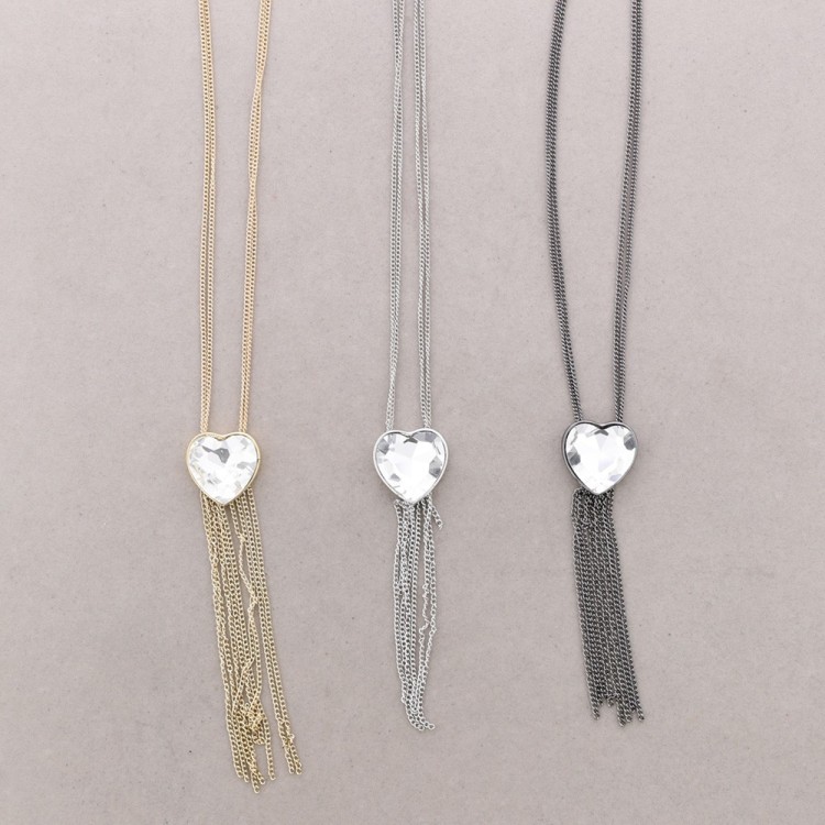 LONG NECKLACE WITH METAL FRINGE PENDANT 2