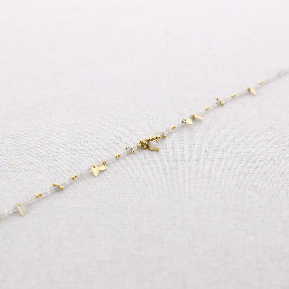 STEEL NECKLACE WITH LEAF PENDANTS