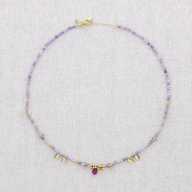 STEEL NECKLACE WITH LEAF PENDANTS