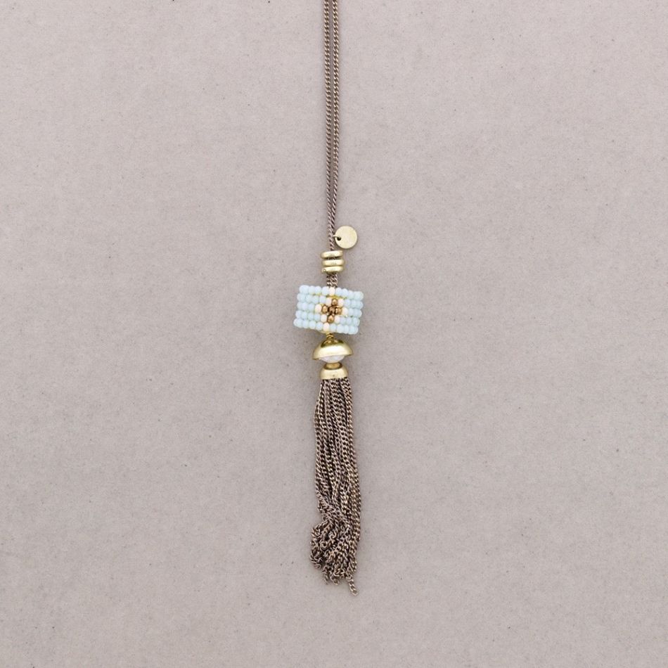COLLAR LARGO COLGANTE FLECO