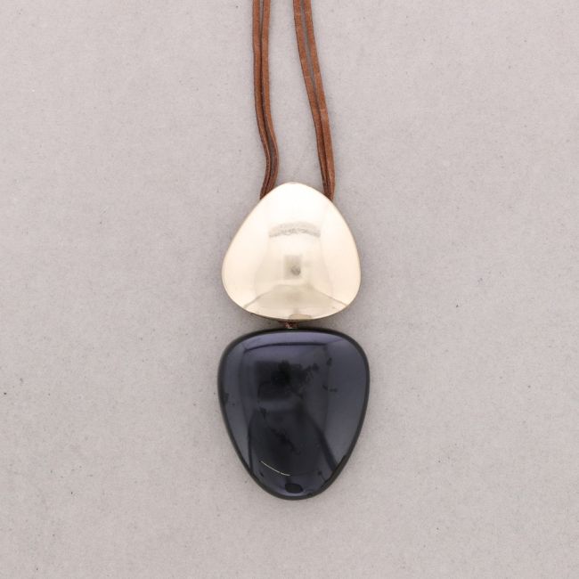 LONG NECKLACE METAL RESIN PENDANT
