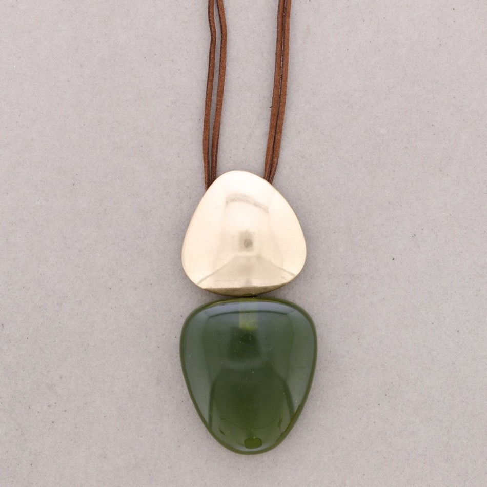 LONG NECKLACE METAL RESIN PENDANT