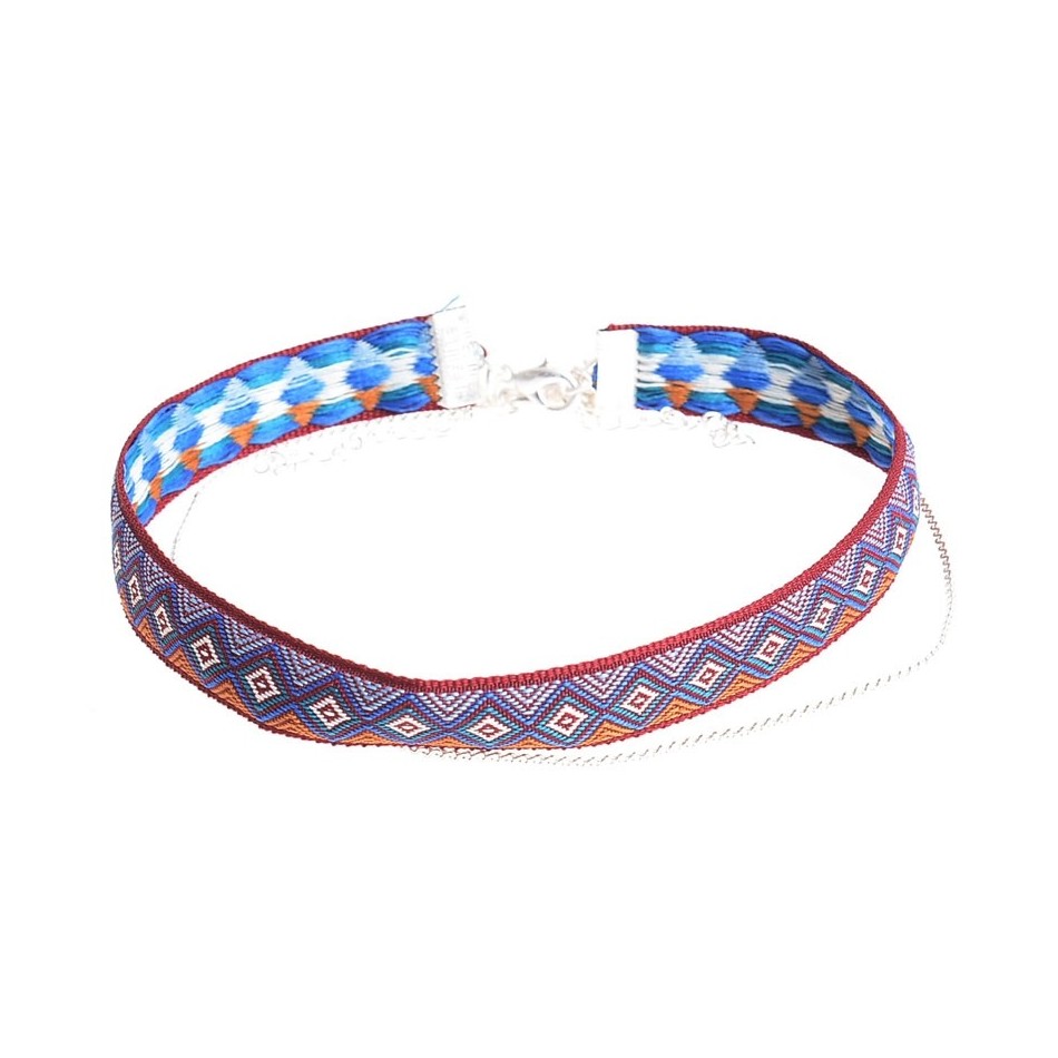 CHOKER SET 2 PIEZAS CADENA CINTA ETNICA