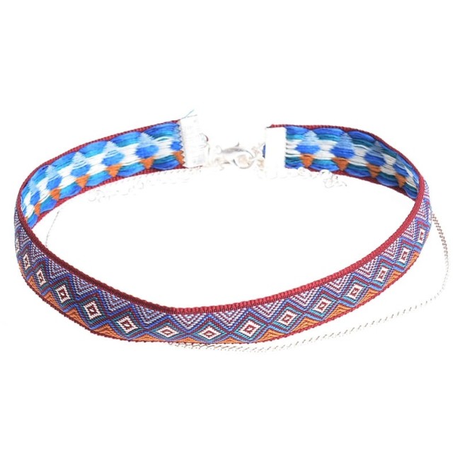 CHOKER SET 2 PIEZAS CADENA CINTA ETNICA