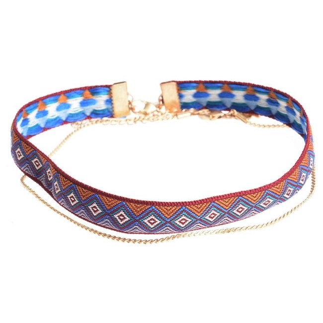CHOKER SET 2 PIEZAS CADENA CINTA ETNICA