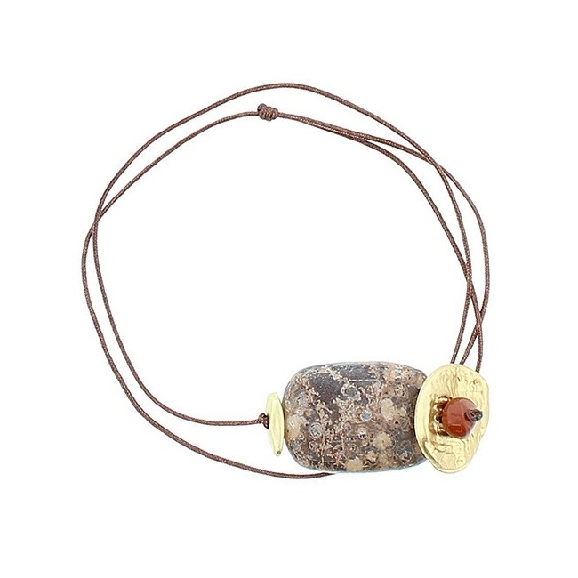 PULSERA GARGANTILLA AJUSTABLE CUENTAS METAL PIEDRAS