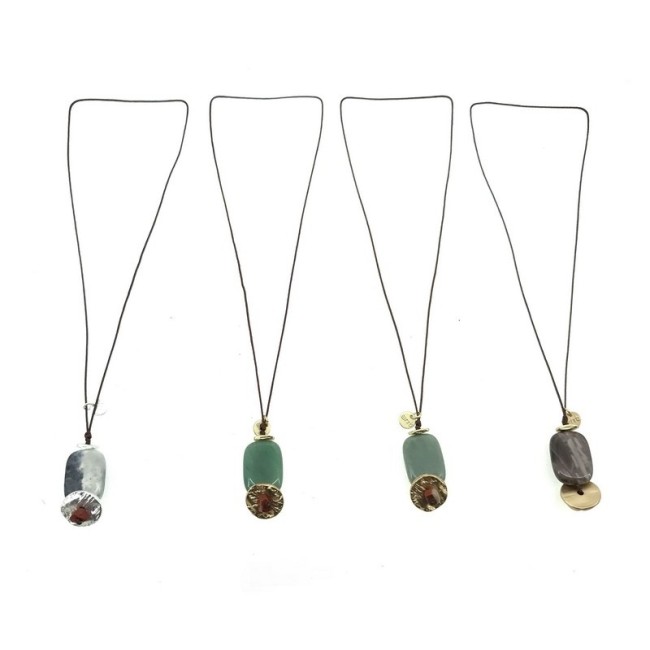 PULSERA GARGANTILLA AJUSTABLE CUENTAS METAL PIEDRAS