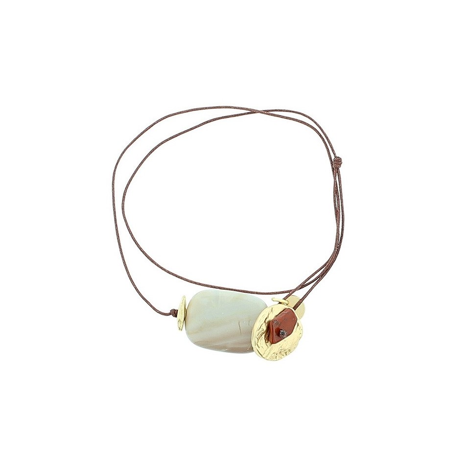PULSERA GARGANTILLA AJUSTABLE CUENTAS METAL PIEDRAS