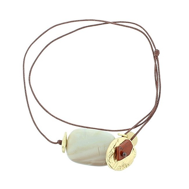 PULSERA GARGANTILLA AJUSTABLE CUENTAS METAL PIEDRAS