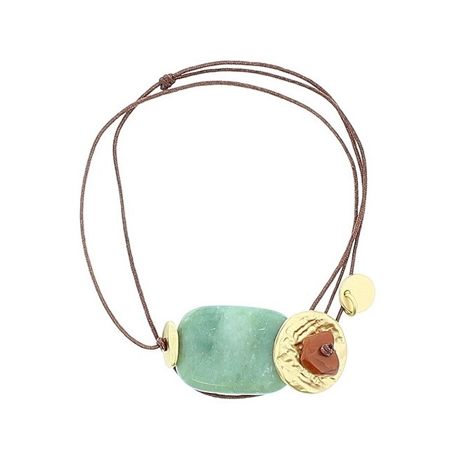 PULSERA GARGANTILLA AJUSTABLE CUENTAS METAL PIEDRAS