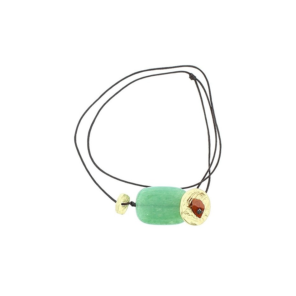 PULSERA GARGANTILLA AJUSTABLE CUENTAS METAL PIEDRAS