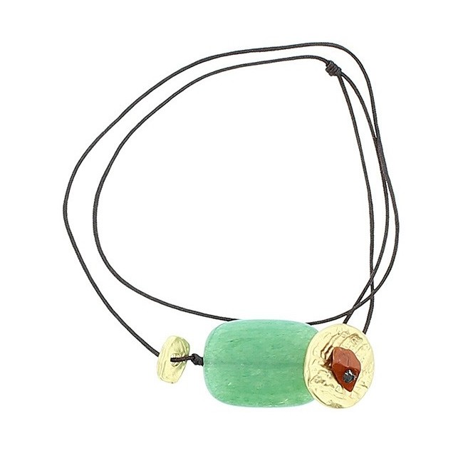 PULSERA GARGANTILLA AJUSTABLE CUENTAS METAL PIEDRAS