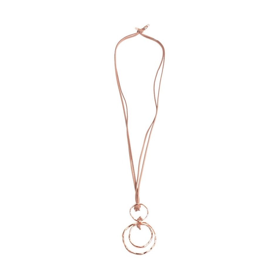 LONG TRIPLE CIRCLE PENDANT NECKLACE