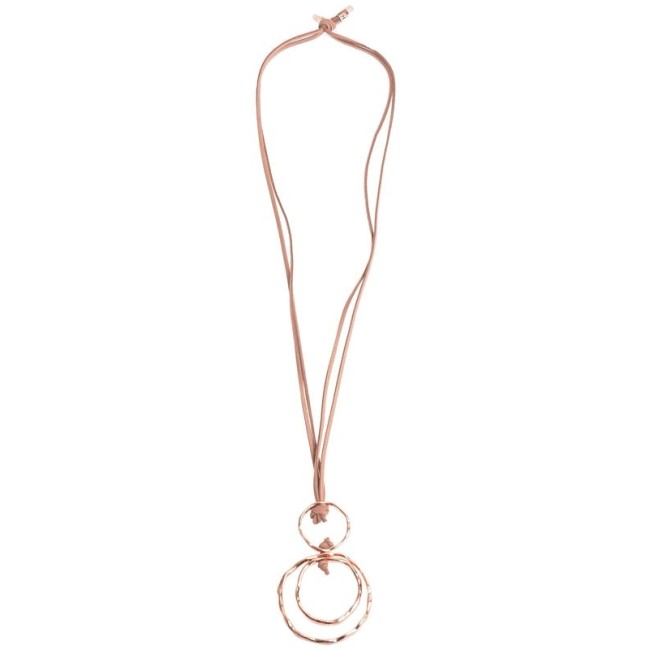 LONG TRIPLE CIRCLE PENDANT NECKLACE