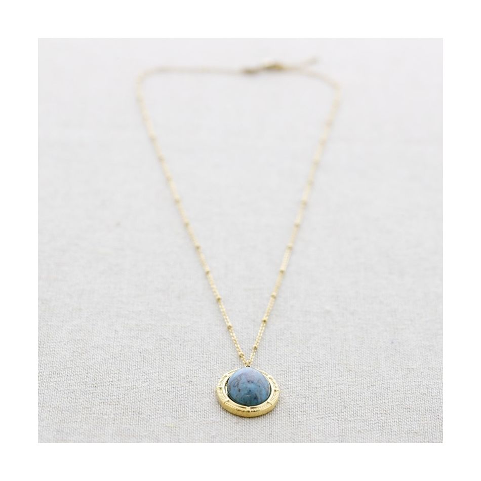 COLLAR ACERO COLGANTE PIEDRA 50CM