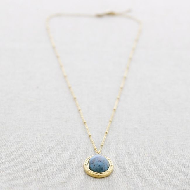 COLLAR ACERO COLGANTE PIEDRA 50CM