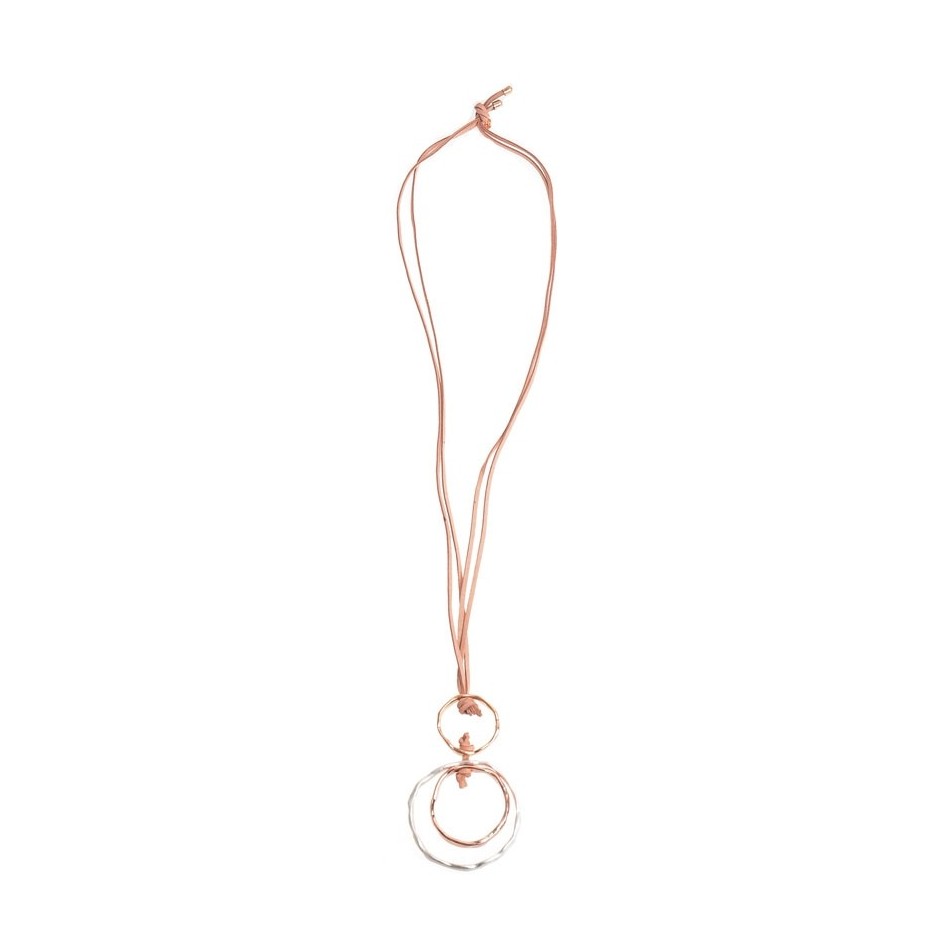 LONG TRIPLE CIRCLE PENDANT NECKLACE