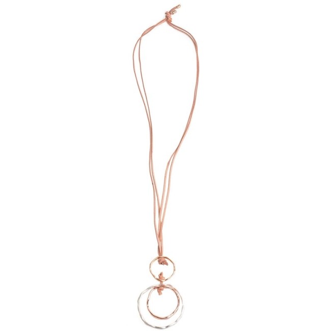 LONG TRIPLE CIRCLE PENDANT NECKLACE