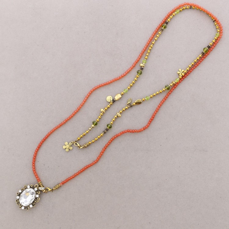 COLLAR LARGO CUENTAS METAL RESINA