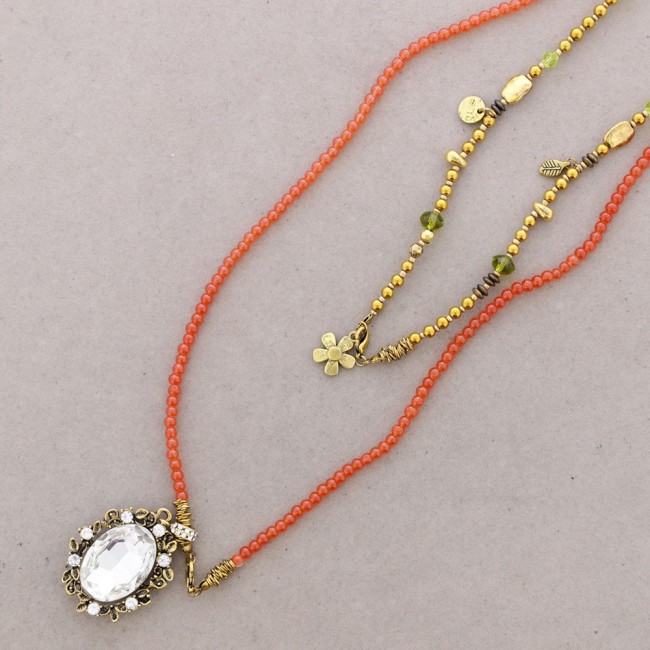 COLLAR LARGO CUENTAS METAL RESINA