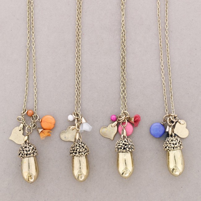 COLLAR LARGO CUENTAS METAL PIEDRAS