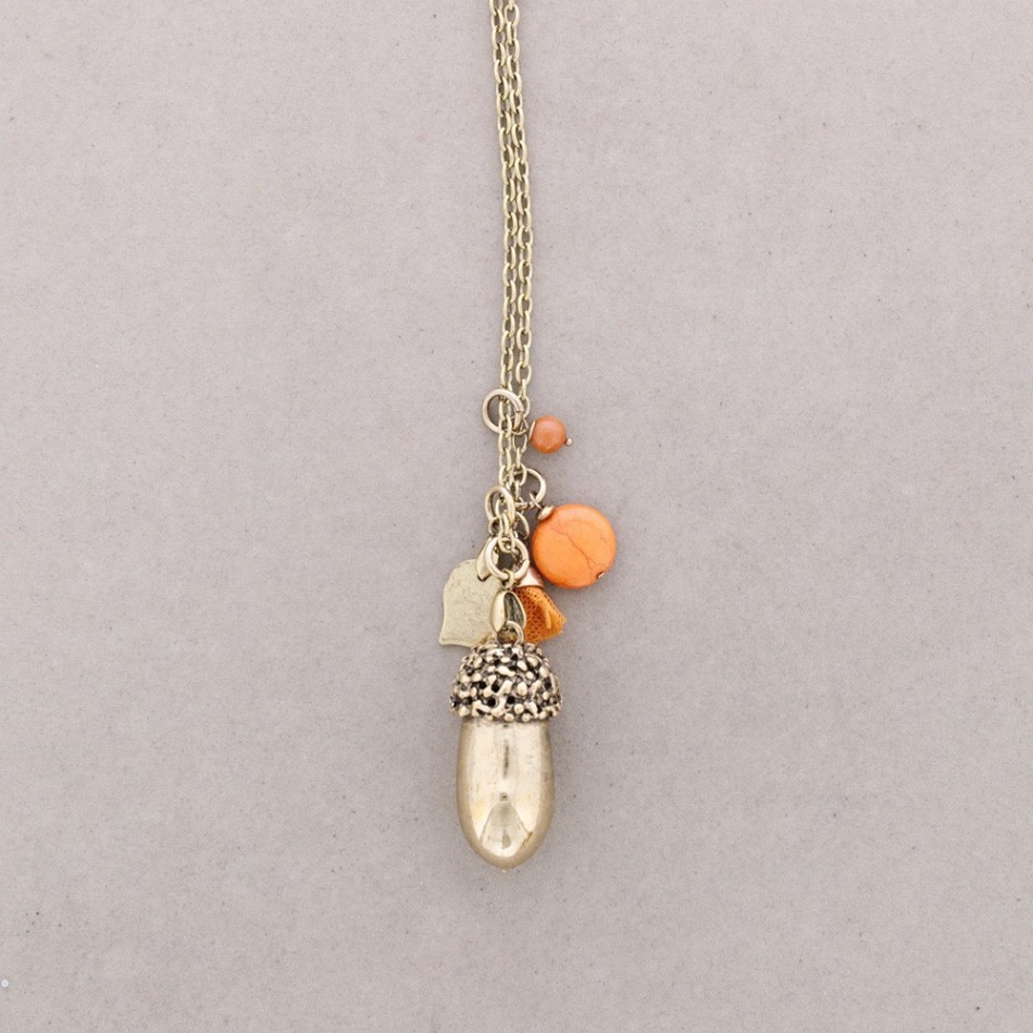 COLLAR LARGO CUENTAS METAL PIEDRAS