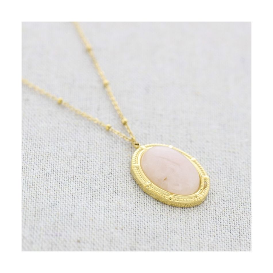 COLLAR ACERO COLGANTE PIEDRA 50CM