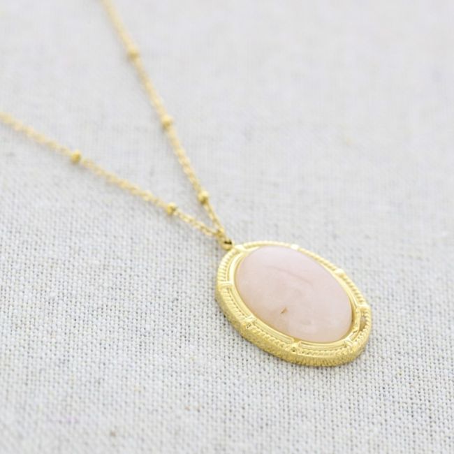 STONE PENDANT STEEL NECKLACE 50CM