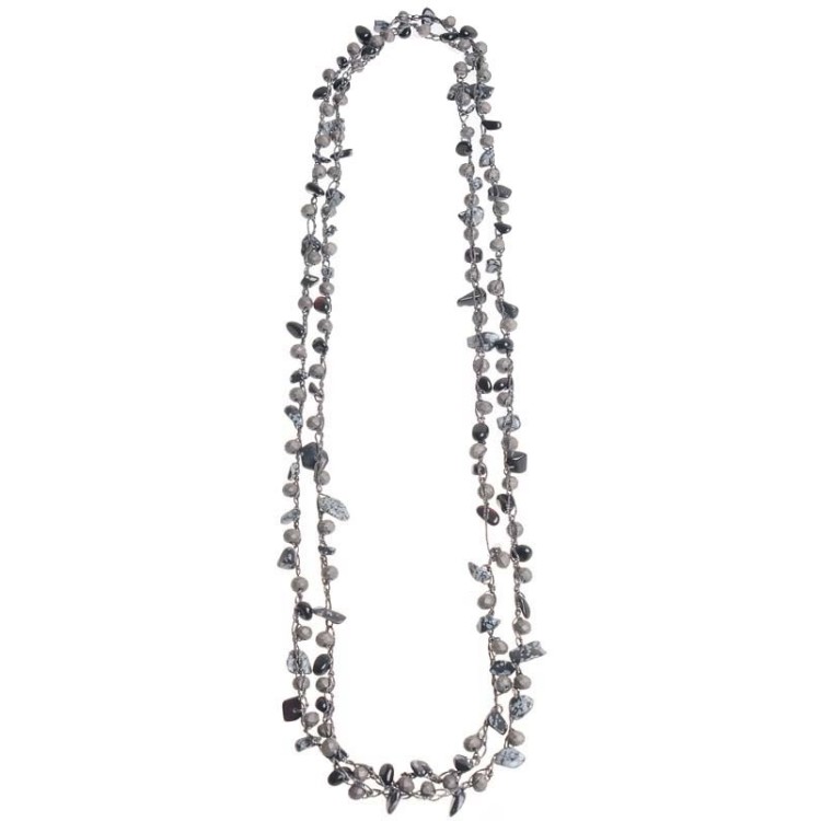 COLLAR LARGO PIEDRAS CRISTALES FACETADOS