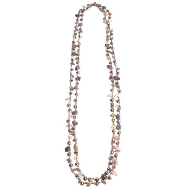 COLLAR LARGO PIEDRAS CRISTALES FACETADOS