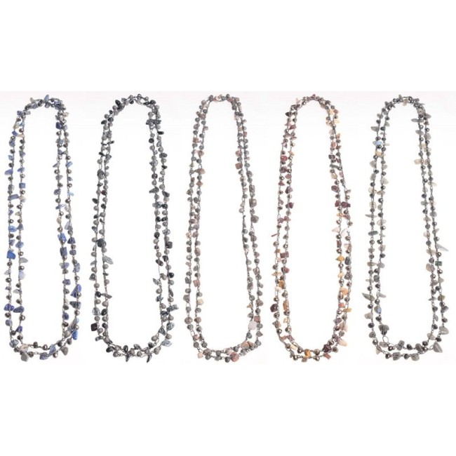 LONG NECKLACE WITH FACETED CRYSTALS