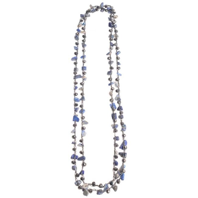 LONG NECKLACE WITH FACETED CRYSTALS