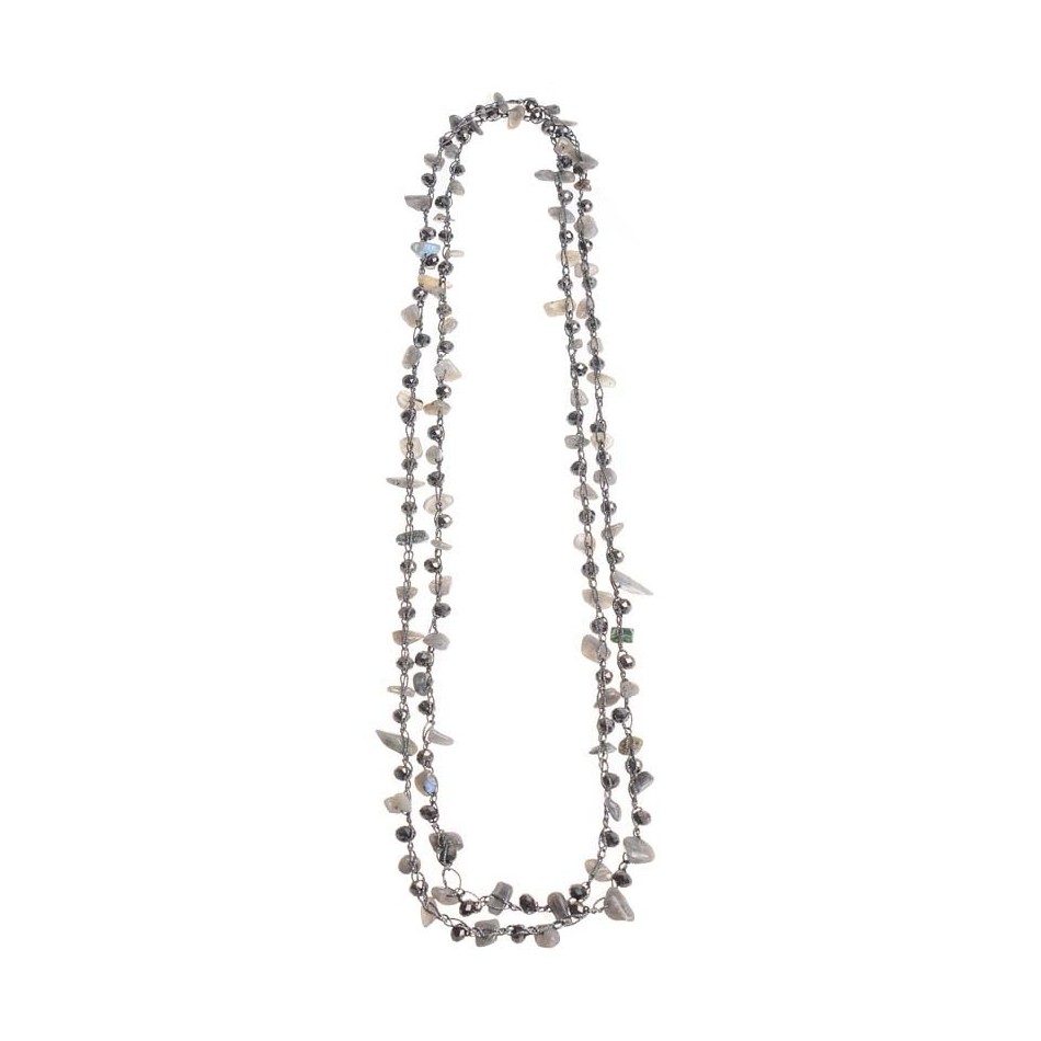 LONG NECKLACE WITH FACETED CRYSTALS