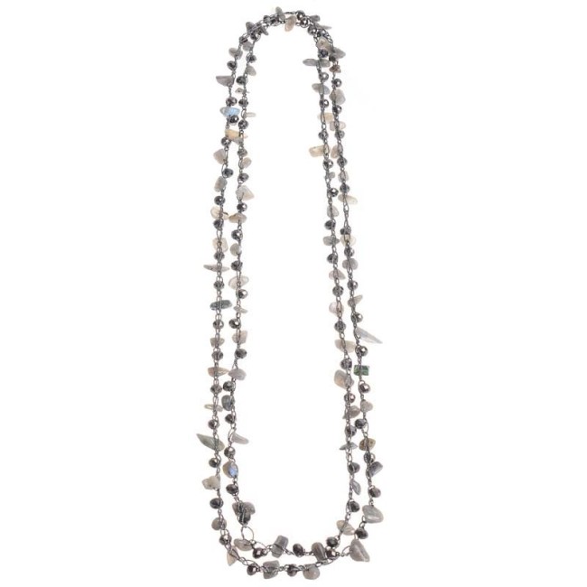 LONG NECKLACE WITH FACETED CRYSTALS