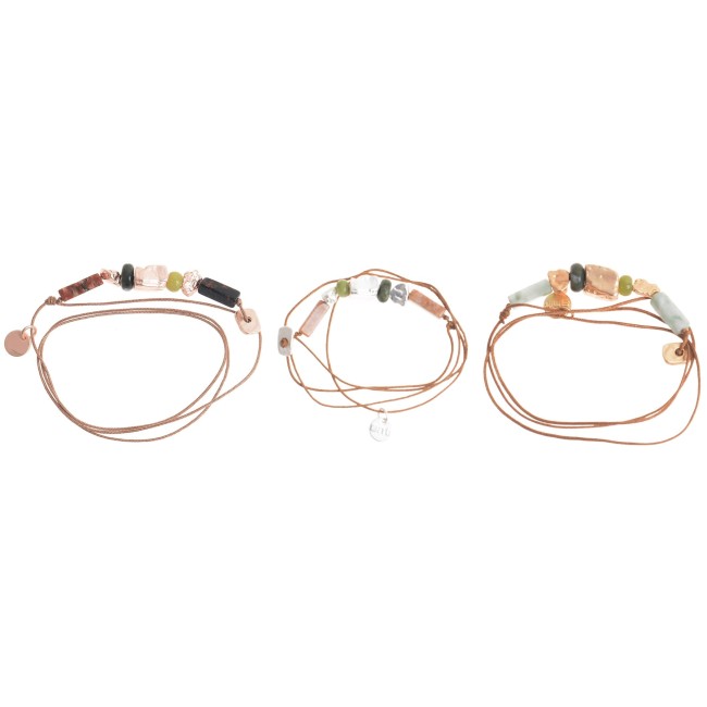PULSERA GARGANTILLA AJUSTABLE CUENTAS METAL PIEDRAS