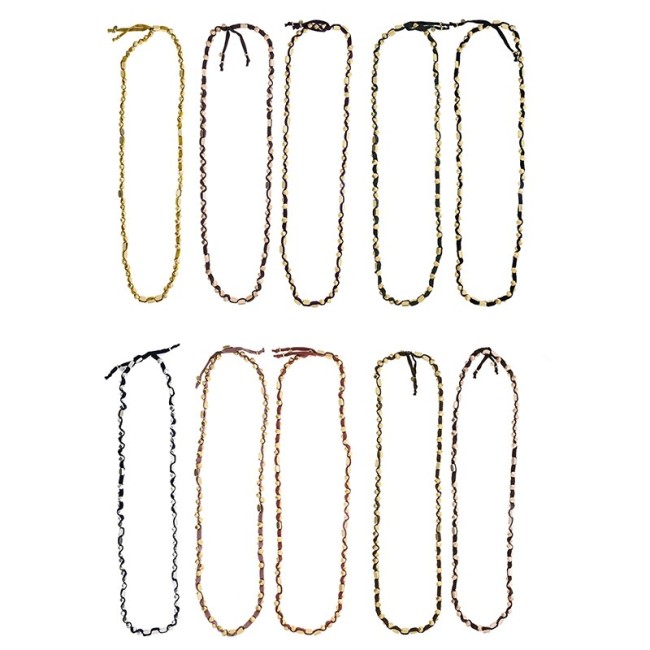 LONG TUBE NECKLACE WITH BOW AND IMITATION METAL BEADS