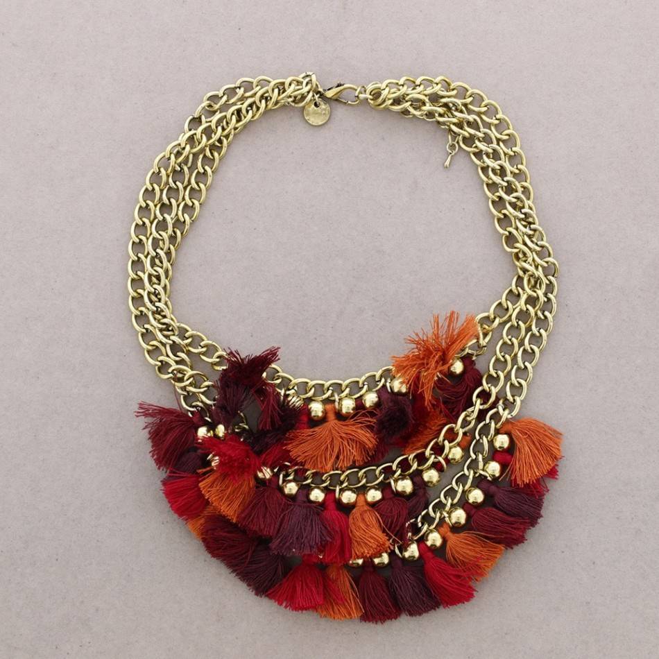 TRIPLE FRINGED SHORT NECKLACE